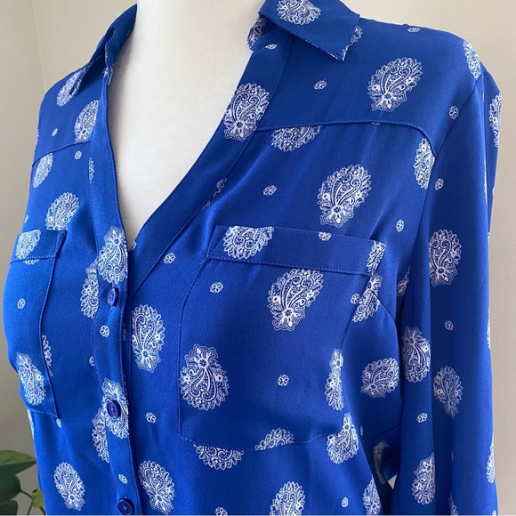 Express Blue Print Portofino Shirt - Picture 4 of 6